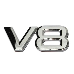 Emblema ABS V8 Argintie Pentru Portbagaj